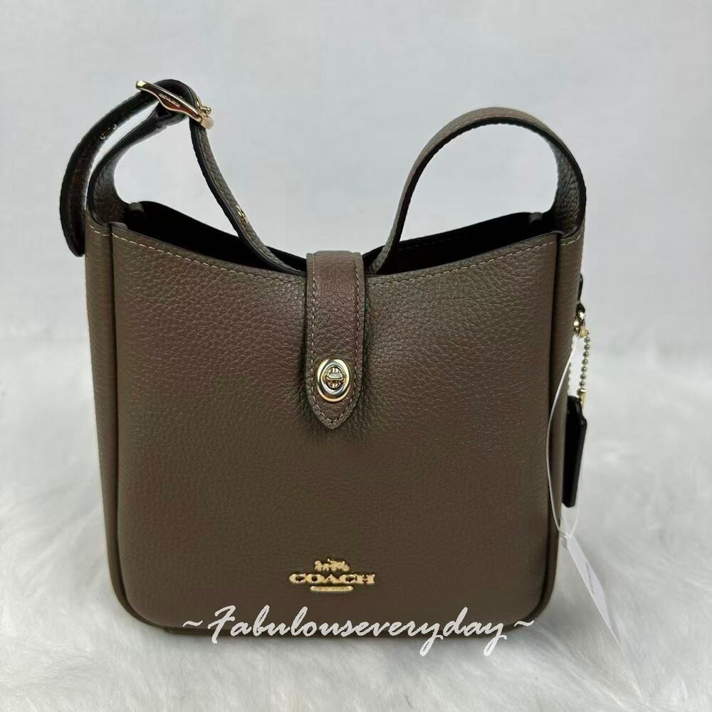 Coach Hadley Mini Crossbody Bag In Leather/Gold/Dark Stone CAL60 NWT